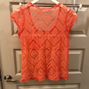 Kimichi Blue coral mesh lace top